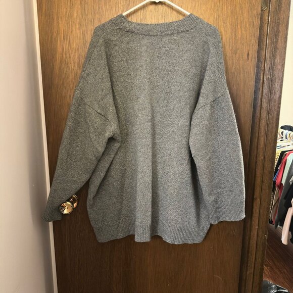 Wool Mix Boxy Oversized Cardigan from Korea - Picture 2 of 2